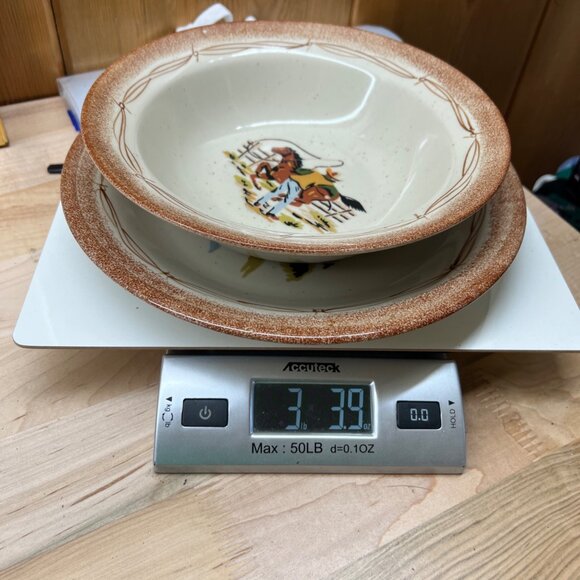 Paris & BeeBee Cowboy Vegetable Serving Bowl Stoneware Western Scene 2004 - Picture 7 of 7